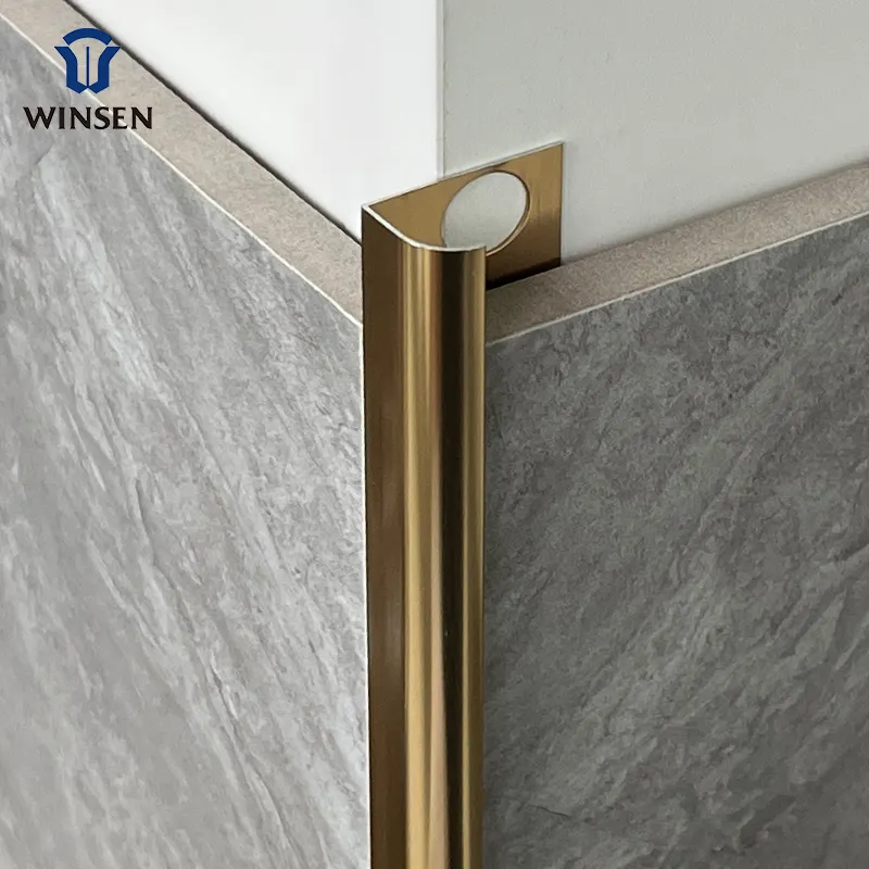 Su misura R forma di piastrelle in metallo oro decorativo bordo della parete angolo in alluminio argento quarto di forma rotonda piastrelle bordo profilo