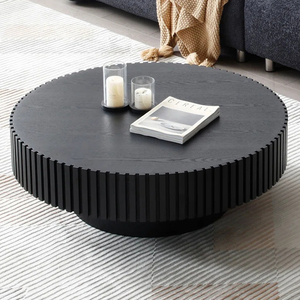 Mesa de té redonda de madera maciza para apartamento pequeño moderno de mediados de siglo, mesa de té de chapa de nogal para sala de estar Retro LD526 - Product Image 5