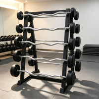 Barre EZ fixe recouverte de caoutchouc pour la musculation des biceps et des triceps en salle de sport, de 10 kg à 55 kg, usage commercial