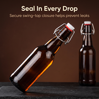 Bouteilles en verre ambré vides avec bouchon basculant, 500 ml/1000 ml, étanches et sans BPA, pour bière et jus – Vente en gros