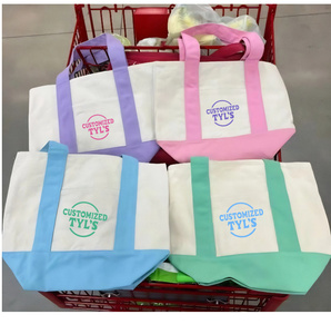 Eco 16oz Cotton <strong>Canvas</strong> <strong>Tote</strong> <strong>Bag</strong> Zipper Closure Customizable Size Color Color Clashing Design Versatile Custom Shopping - Product Image 4