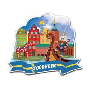 Aimant de réfrigérateur en résine personnalisé avec logo d'usine, souvenir de <span class=keywords><strong>Stockholm</strong></span>, <span class=keywords><strong>Suède</strong></span> - Product Image 1