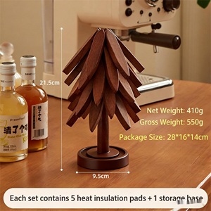 Sous-verres en bois en forme d'arbre, fabrication directe d'usine, best-seller, en vrac, avec base et support - Product Image 6