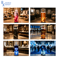 Écran LED portable RX haute définition pour exposition de bijoux, affichage 3D à l'œil nu, vitrine commerciale, mur vidéo cylindrique LED