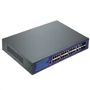 Comutador OEM/ODM POE 24 portas 100/1000M Comutador Ethernet Fibra Comutador Poe