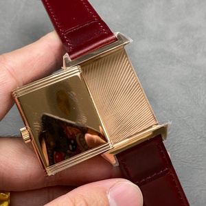 Men's Retro Reverso Watch Classic <b>Red</b> Dial Sapphire Crystal Luxury Stainless Steel Case Leather Strap Reversible Watch 10 Bar - Product Image 5