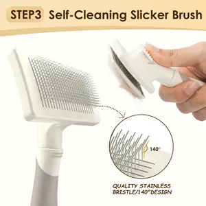 Professional Dog Grooming Set Self Cleaning Slicker Brush Deshedding Pet Dematting Comb For Long Haired Pets