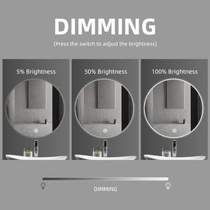 <span class=keywords><strong>Miroir</strong></span> mural rond sans cadre, étanche, tactile, éclairé par <span class=keywords><strong>LED</strong></span>, avec variateur d'intensité, pour salle de bain - Product Image 3
