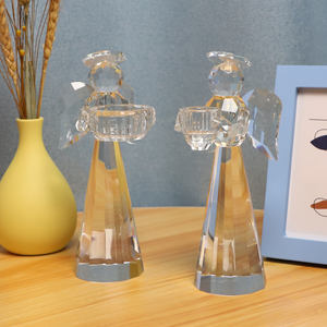 Vente en gros de <span class=keywords><strong>branches</strong></span> abstraites au design moderne, ange priant en <span class=keywords><strong>cristal</strong></span> avec bougeoir en forme de cœur, artisanat de table en verre pour la fête des mères - Product Image 6