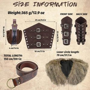 Disfraz Vikingo Stadget, Chal de Piel Sintética, Cinturón, Brazaletes, Atuendo de Guerrero Medieval, Accesorios de Cosplay Unisex para Adultos - Product Image 2