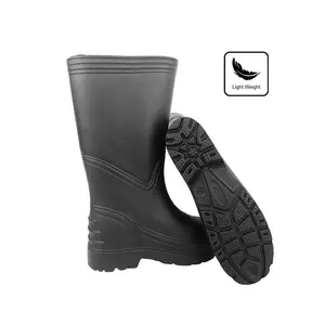 Mens Economy Light Botas De Lluvia Farming No-slip Oil Resistant Waterproof Tall Knee High Wide Width Black EVA Gum Boots