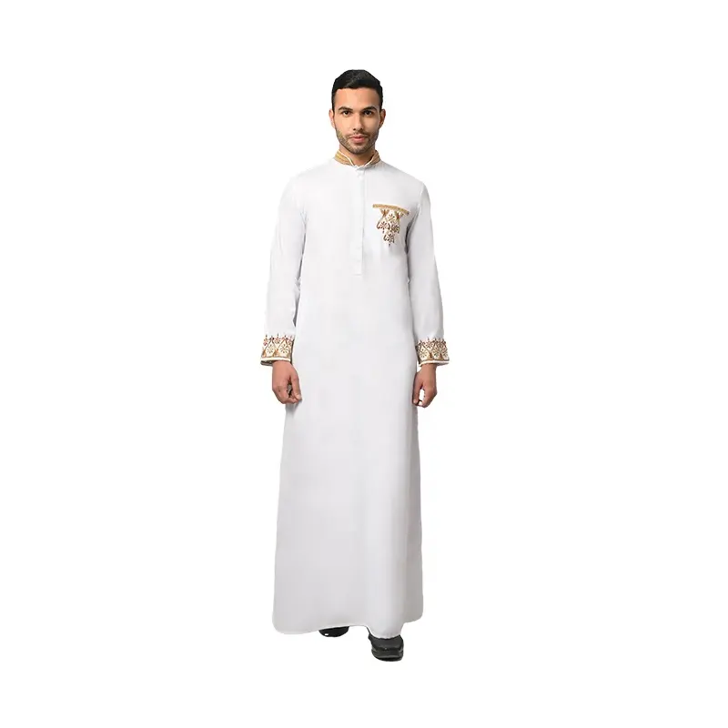 9005 2023 Neue High-End-Satin-Stickerei für den Nahen Osten Hochwertiges, luxuriöses, modisches islamisches Herren kleid Ramadan für den täglichen Gebrauch