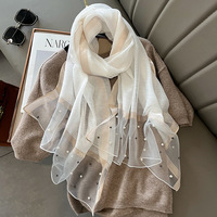 Nouveaux foulards en soie imitation couleur unie 2023 pour femmes, grands, longs, légers, fins et doux, avec perles, châles en soie, hijab