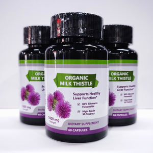 Ensemble de capsules d'extrait de chardon-marie biologique, formule naturelle de silymarine pour la détoxification du foie, le nettoyage et le soutien quotidien du foie - Product Image 1