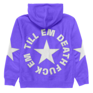 Sweat à capuche zippé pour homme, coupe oversize, style streetwear, en molleton de coton, imprimé étoiles violet et noir, design avant et arrière, pour l'extérieur - Product Image 2