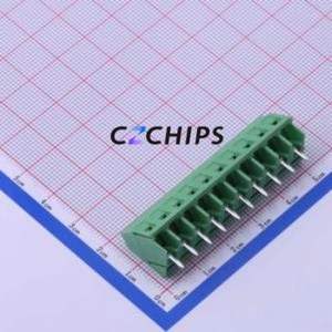 DB103-5.0-10P-GN-S Screw Terminal Block Through hole Component (THT),P=5mm Connector 1x10P 5mm Green Through Hole - Product Image 2