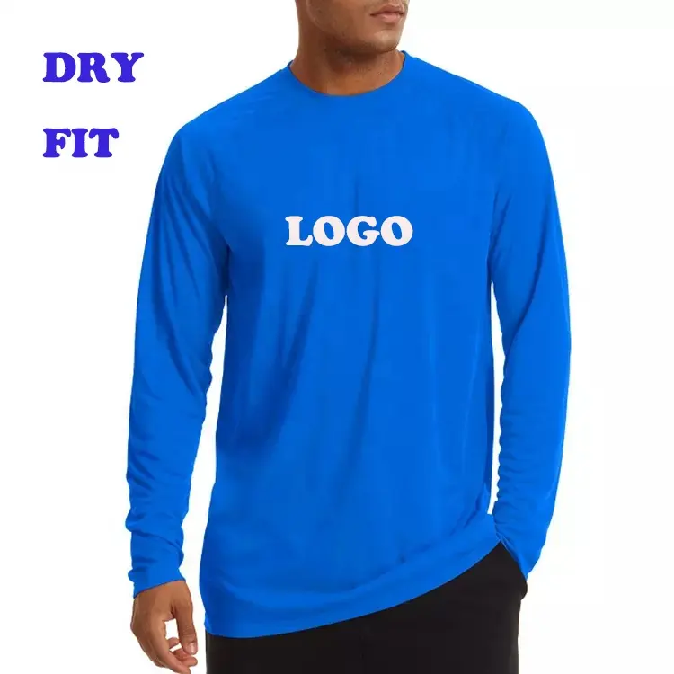 Custom Sublimation Print Men Fitness Breathable Dry Fit Quick-drying T-shirt 100% Polyester T Shirt Men Long Sleeve T Shirt