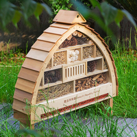 Hôtel pour insectes de luxe XXL 101x 23x109 cm en forme d'arche - Deux sections Hôtel en bois naturel pour abeilles et insectes (Classique)