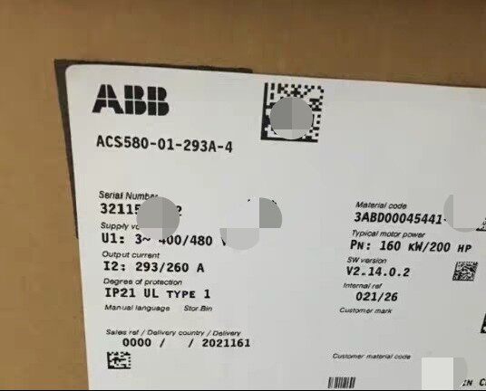 ACS580-01-293A-4 ACS580 Series 160KW Frequency Converter PLC