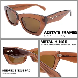 Damen Katzenaugenfarbe passende Bio-Acetat-Rahmen-Sonnenbrille modisch Kunststoff UV-beständige Sonnenbrille individuelles Logo Schattenbrille Brille