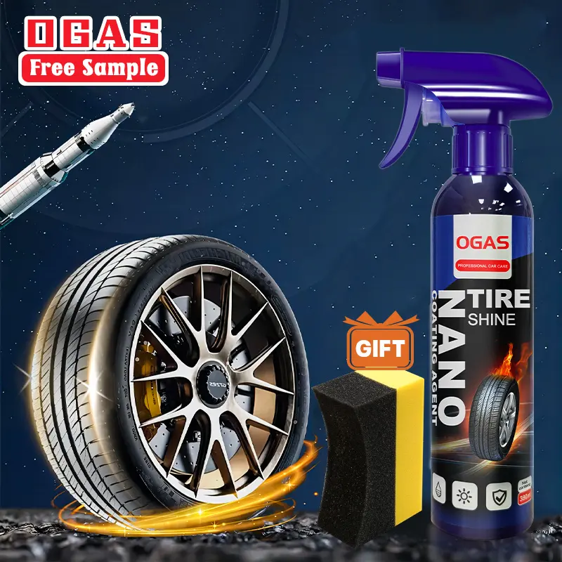 OGAS Tyre Gloss Tire Coating Spray Hydrophobic Sealant Wax For Car Wheel Auto Care Re-black Shine Chemistry Filler