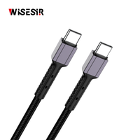 Kabel Data WISESIR 0.5m-2m 60W 20V 3A QC Pengisian Cepat PD Tipe-C Male to Male Berbahan Aluminium Alloy untuk Komputer, Ponsel, dan MacBook