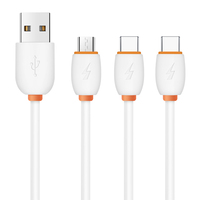 Kabel Pengisi Daya USB A ke Micro USB TPE 3.4A Pengisi Daya Cepat dengan Transfer Data untuk Smartphone Android & Power Bank