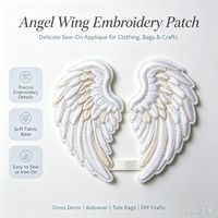 Aile d'ange blanche brodée à coudre, applique personnalisée en tissu voile tissé avec fil argenté pour vêtements, sacs, chapeaux, cosplay