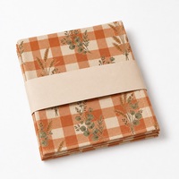 Set de table en lin et coton imprimé sur mesure 35x48cm |   Automne, terre cuite, gingham et motifs botaniques |   Impression numérique en gros