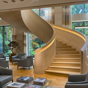 <span class=keywords><strong>Escalier</strong></span> en colimaçon luxueux avec garde-corps en verre sur mesure et marches en bois massif pour villa design - Product Image 4