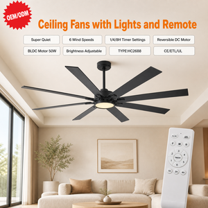 Kit de ventilateur de plafond LED noir avec lampe intégrée pour salon et chambre à coucher - Product Image 1