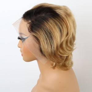 วิกผมทรงพิกซี่แบบสั้น ตัดตรง ไม่ต้องใช้กาว ผมแท้บราซิล 13x4 HD Lace Frontal สำหรับ<span class=keywords><strong>ผู้หญิง</strong></span>ผิวสี  ถอนขนมาแล้ว - Product Image 3