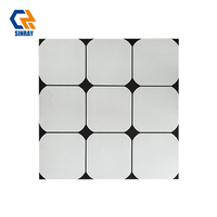 Carreaux de sol intérieurs en porcelaine mate antidérapants et antibactériens 300x300mm 8mm, texture pierre, bordures design moderne pour salles de bain