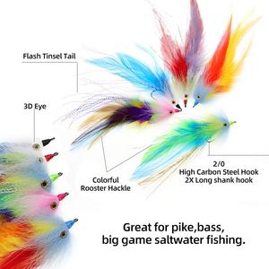 2/0 #   Hameçons à ruban multicolores - Leurres réalistes <span class=keywords><strong>pour</strong></span> la pêche au brochet, à la truite et aux gros poissons d'<span class=keywords><strong>eau</strong></span> <span class=keywords><strong>douce</strong></span> - Product Image 3