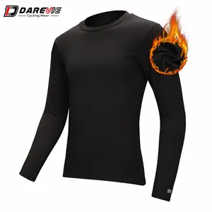 Ropa interior térmica personalizada para hombre, camisas de ciclismo, capa Base, manga larga, deportes, esquí, correr, invierno, color negro