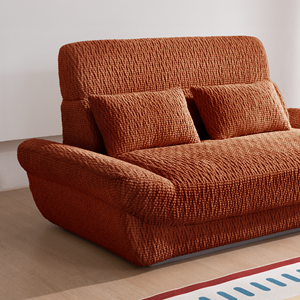 Canapé-lit compact en tissu carré moderne à deux places avec coussin en mousse rempli, dossier profond, siège profond, salon, villa, appartement - Product Image 5