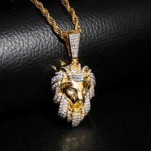 Nuevo Collar de Moda para Hombre con Colgante de Cabeza de León con Diamantes, Chapado en Oro, Estilo Hip-Hop, Joyería Masculina - Product Image 4