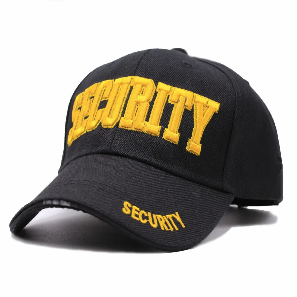 OEM 3D Embroidered Security Guard Officer Cap Unisex Vintage Star Baseball Ball Cap Outdoor Sports Hats Twill Adjustable Hat