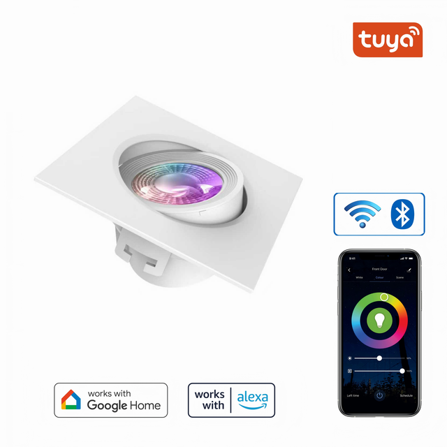 Smart Downlight RGBCW 400LM Tuya Wifi  for Alexa Google App Control Dimmable LED Ceiling Light Fixture for Home
