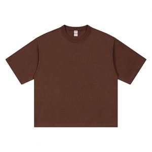 Haute qualité taille européenne 270 grammes Super goutte épaule Triple aiguille coton lourd col rond ample grande taille boîte t-shirt - Product Image 2