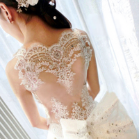 Gaun Pengantin Bordir Bunga Renda Bulu Mata Hiasan Payet Aksesoris Bahan DIY Buatan Tangan Dekorasi Latar Belakang Panggung