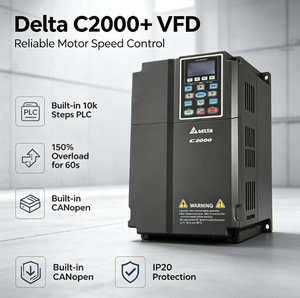El Mejor Inversor VFD Delta C2000 Plus de 5.5kw CC a CA, Convertidor de Frecuencia Variable de 7.5kw Trifásico VFD450C43S-00 para la Industria - Product Image 2