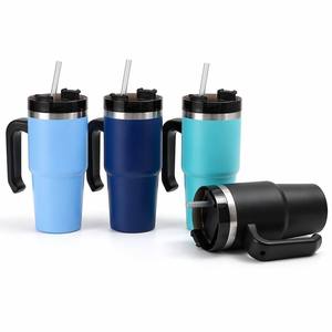 Gobelet isotherme réutilisable en acier inoxydable de 20 oz, écologique, à double paroi, avec poignée, sans BPA, revêtement poudré - Product Image 1