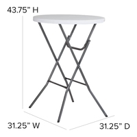 Tables de bar pliantes robustes 80x110cm en plastique HDPE de 4,5cm d'épaisseur pour événements, cocktails, hôtels, gymnases et entrées - Vente en gros