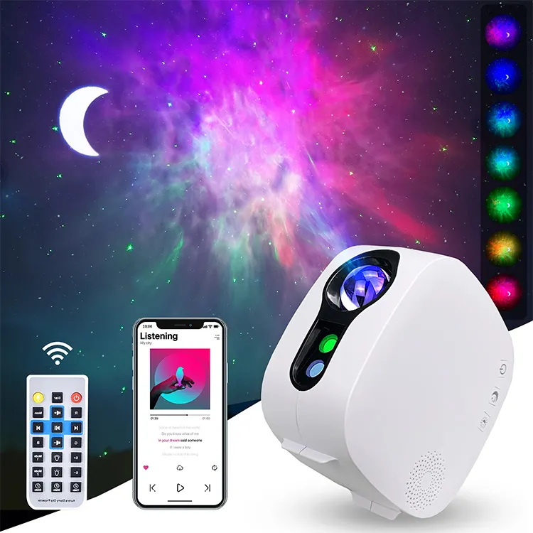 Music Starry Moon Party Decor Rotating Table Lamp Remote Control Star Sky Projector Children Bedroom LED