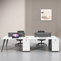 Postes de travail modulaires en métal pour bureaux, mobilier de poste de travail moderne quatre places, station de travail en bois pour centre d'appels