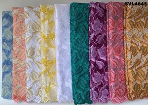 Vestido de tela de encaje africano blanco de alta calidad elegante tela de gasa Suiza Sexy con agujeros bordado ecológico encaje Lafaya - Product Image 6