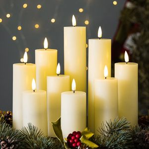 Battery Operated Ivory Color 3D Bullet <b>Candle</b> <b>Wick</b> Real Flame Wax Led Flicking <b>Candles</b> Remote Control Home Decoration - Product Image 4