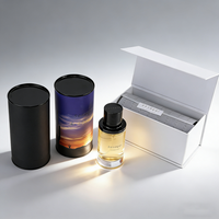 Personaliza tu Botella de Perfume de Vidrio de 50 ml con Tapa Magnética, Envase de Spray para Fragancias Vacío con Caja Cilíndrica