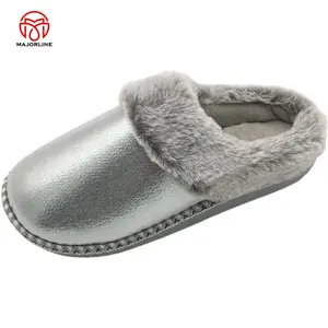 Customized Print Logo Cozy Slippers Hot Sell Ladies Memory Foam Faux Fur Slipper Knitted Fleece Lined Super Soft House Shoes